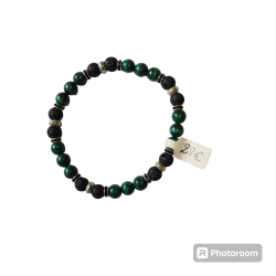 Bracelet Pierre de lave et Malachite