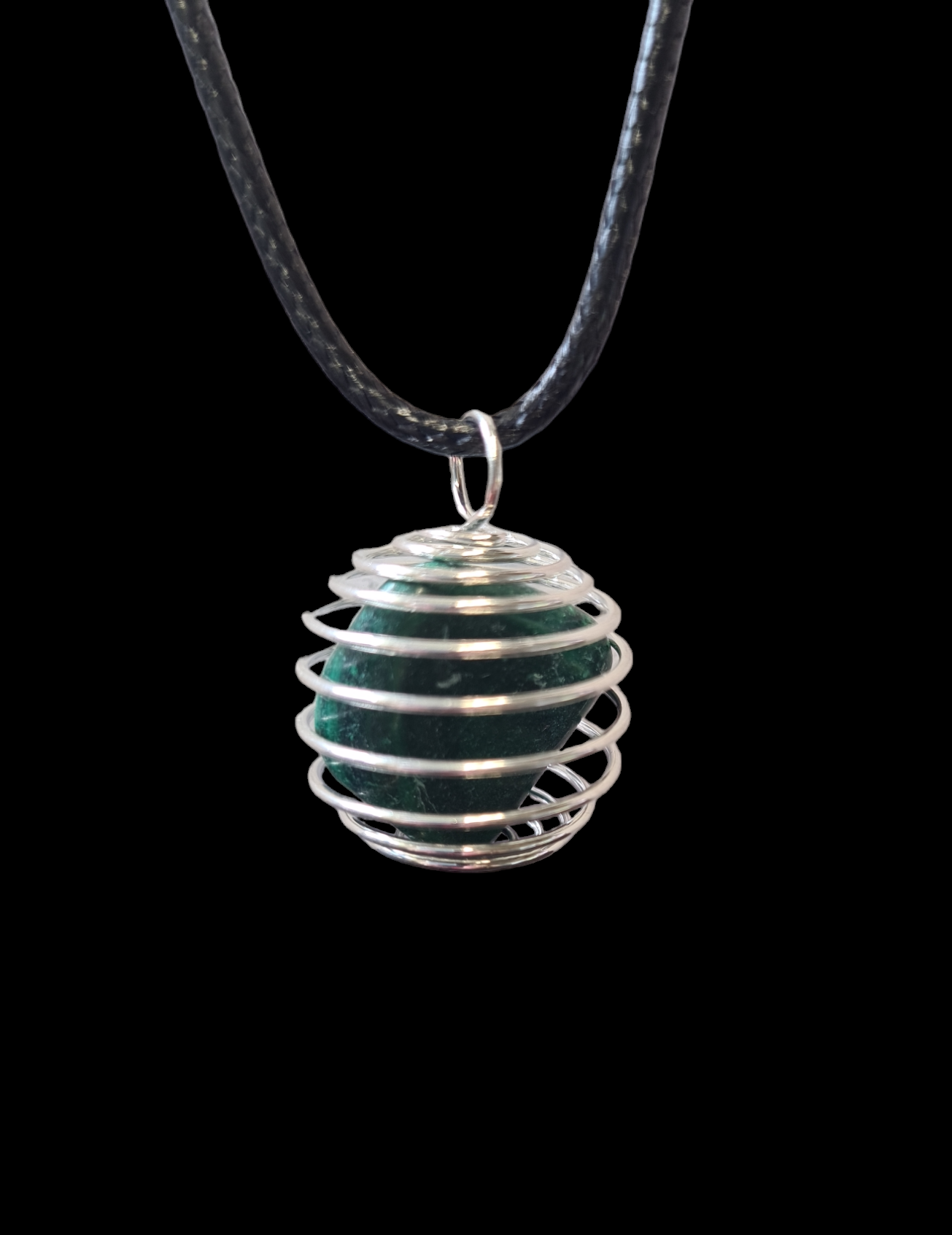 Pendentif cage acier avec Malachite